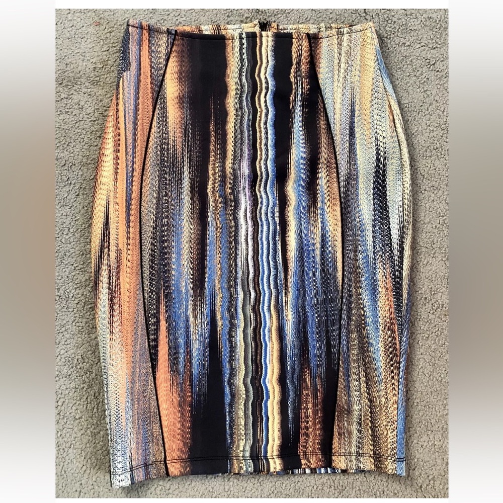 euc H&M ltd bodycon slim knee pencil
skirt multicolours stripes Beyonce S SML